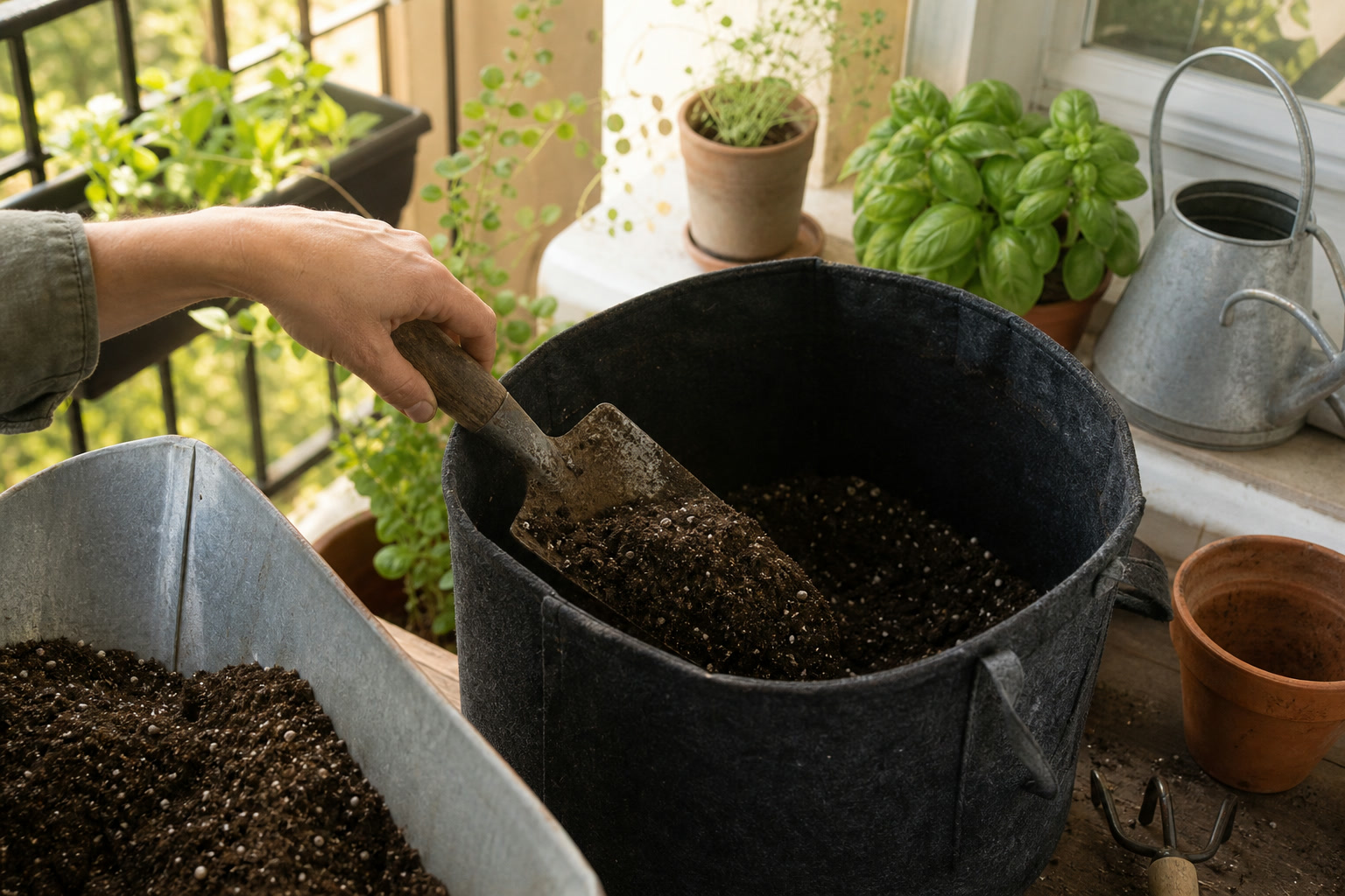 5 Container Garden Tools Every Beginner Actually Needs — trowel fill