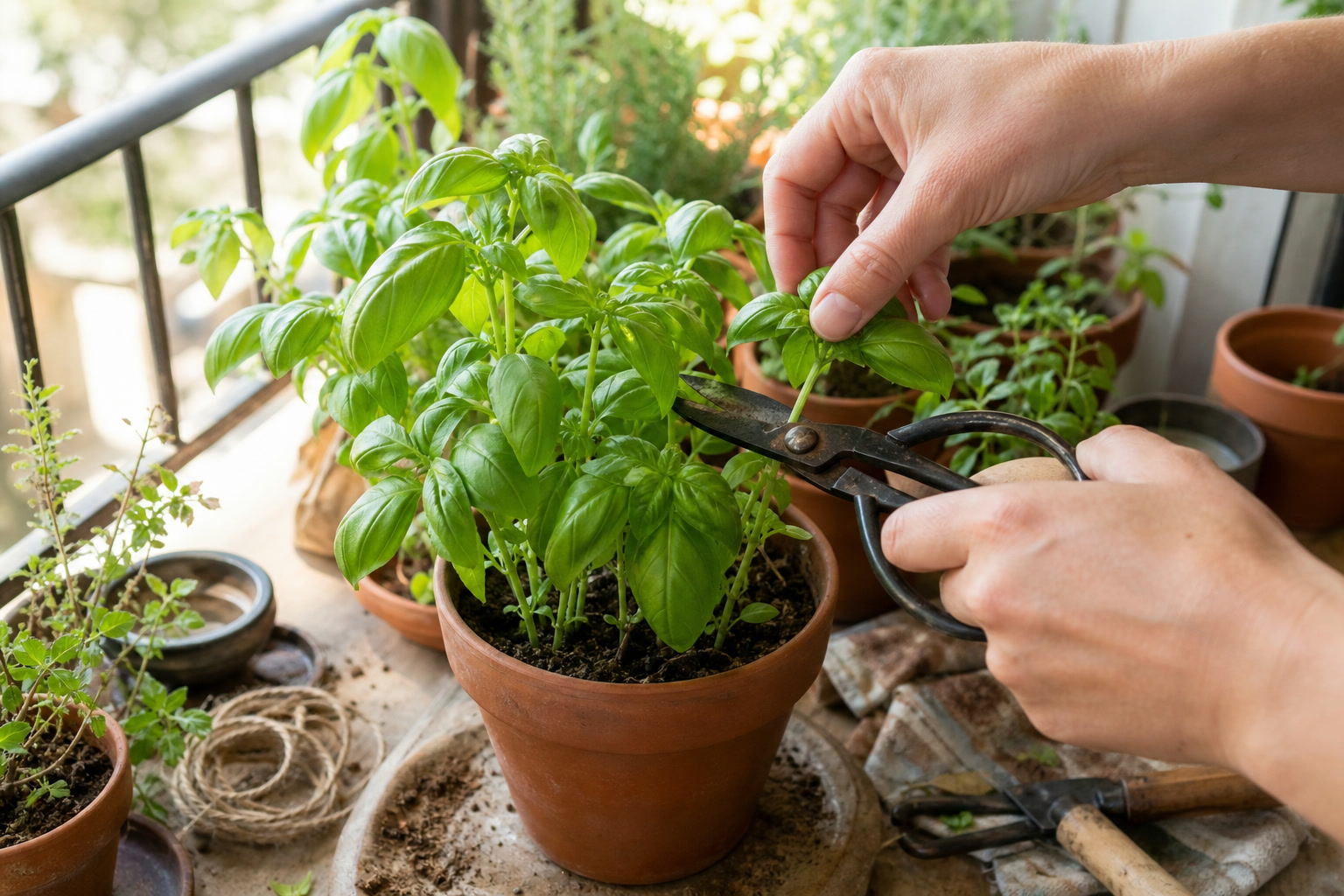 5 Container Garden Tools Every Beginner Actually Needs — pruners basil
