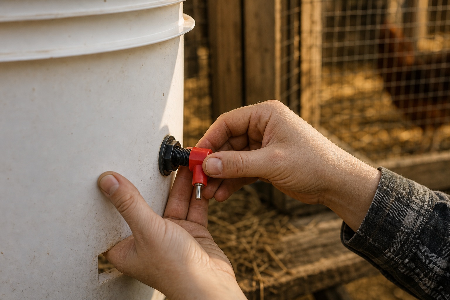 How to Make a DIY Chicken Bucket Waterer (Step by Step) — seat nipple