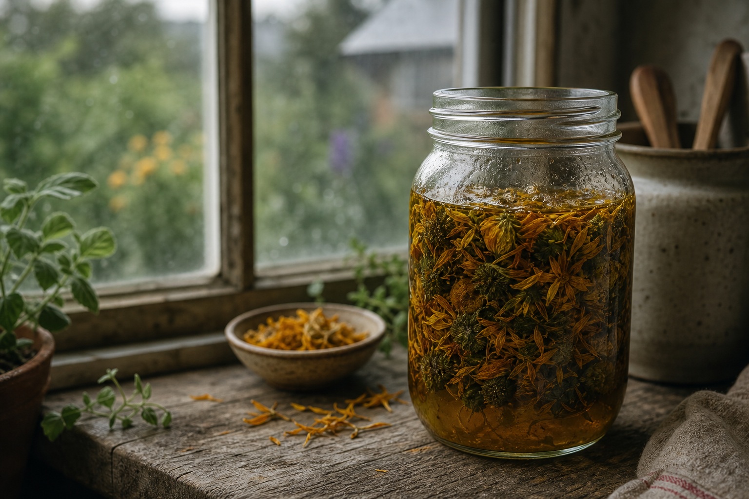 How to Make Herbal Lip Balm: A Simple Beginner Recipe — infusing jar