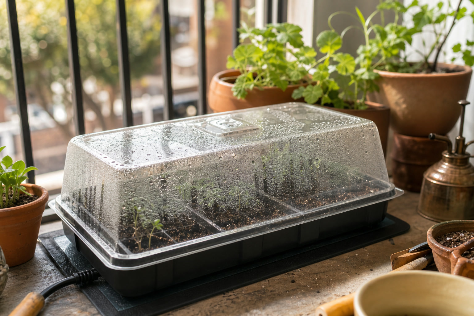 How to Start Seeds Indoors on a Windowsill (Small-Space Setup) — heat mat
