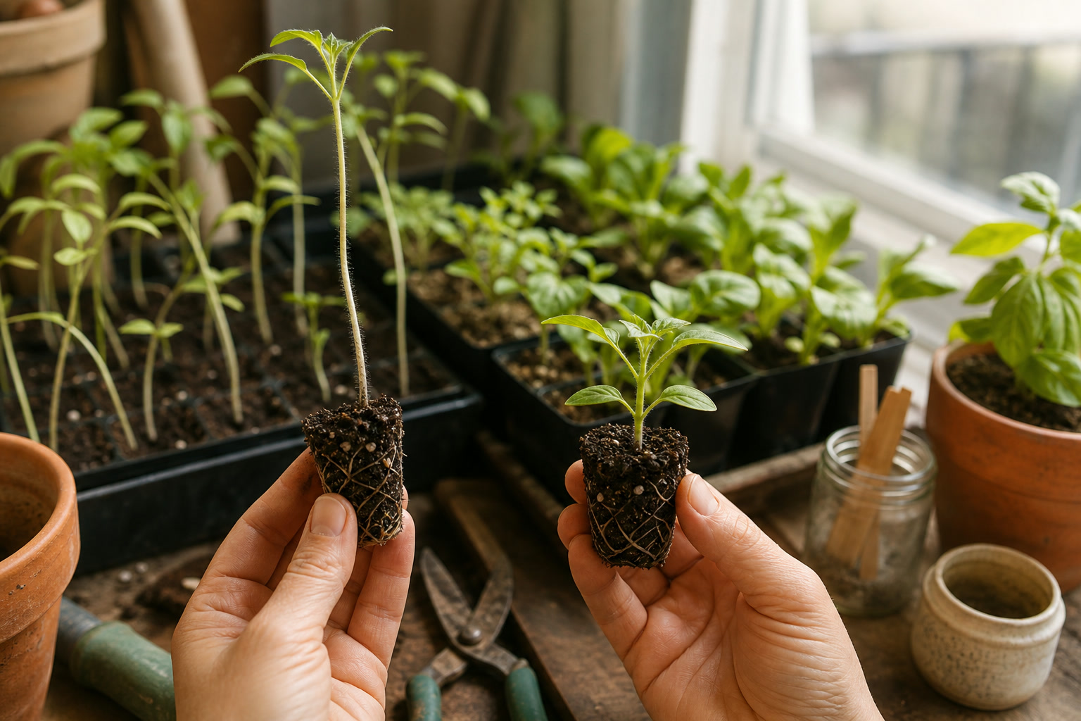How to Start Seeds Indoors on a Windowsill (Small-Space Setup) — leggy vs stocky