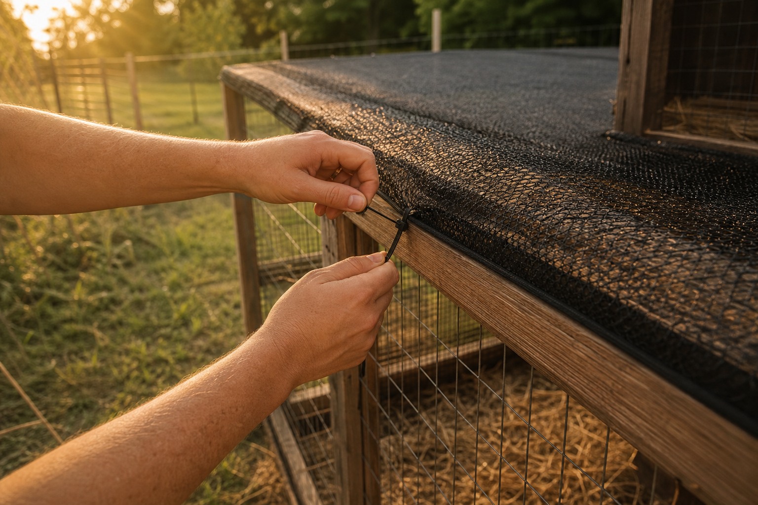 The Best Ways to Shade a Chicken Run Before Summer Hits — zip tie shade