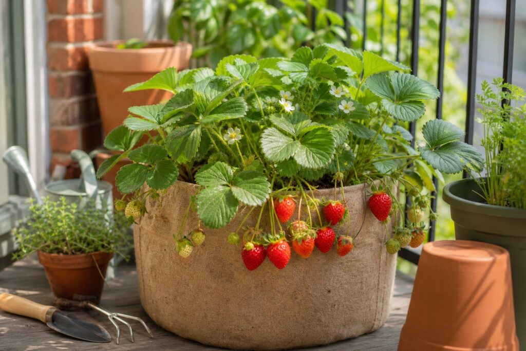 How to Grow Strawberries in Grow Bags on a Balcony