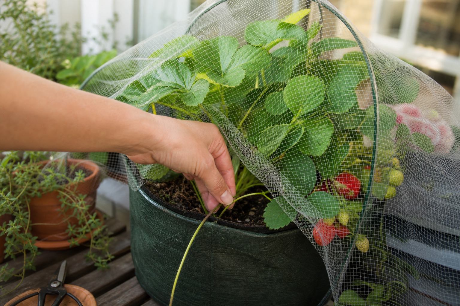 How to Grow Strawberries in Grow Bags on a Balcony — runners birds