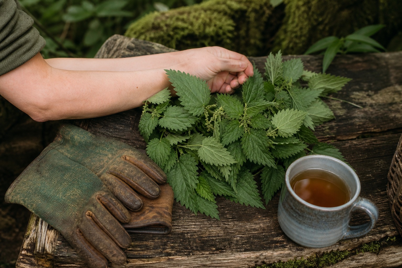 How to Identify and Forage Stinging Nettle in Spring — handling sting