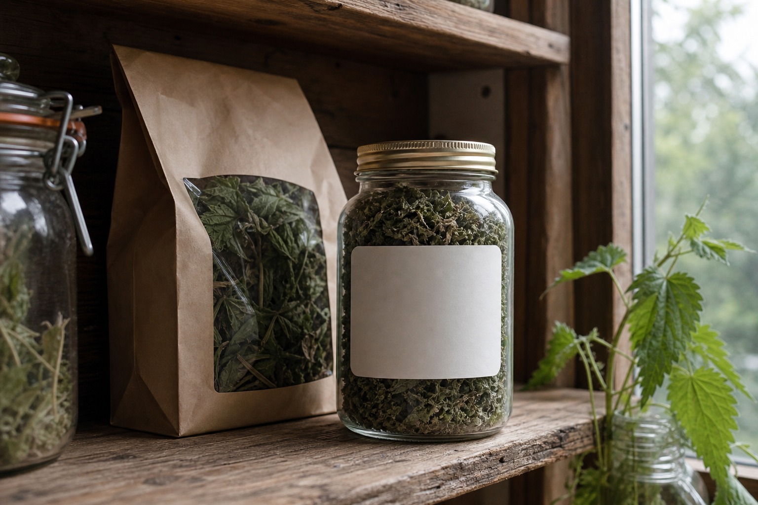 How to Identify and Forage Stinging Nettle in Spring — dried jar