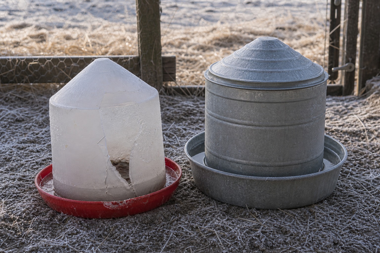How to Keep Chicken Water From Freezing in Winter — cracked fount
