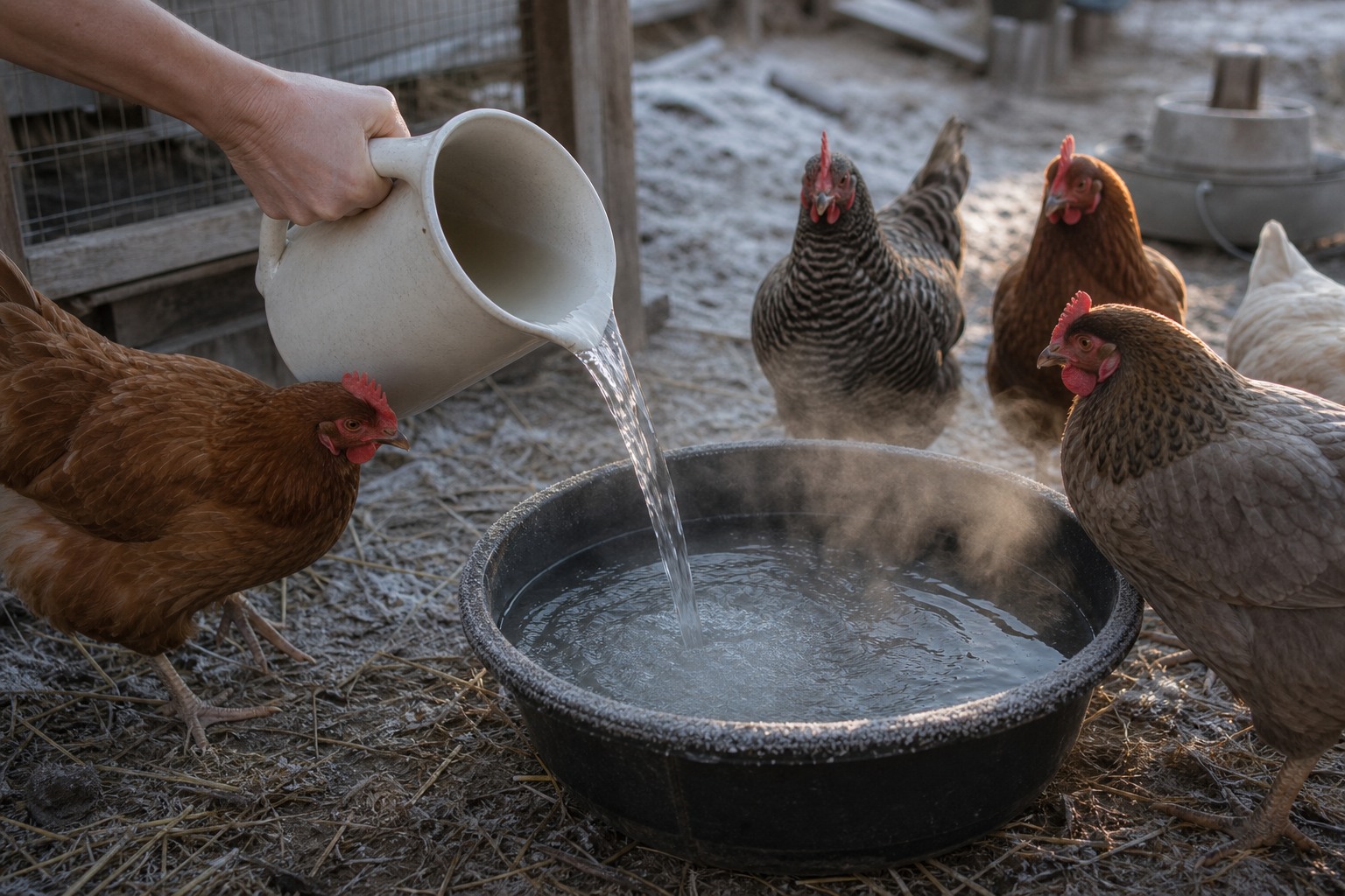 How to Keep Chicken Water From Freezing in Winter — warm water