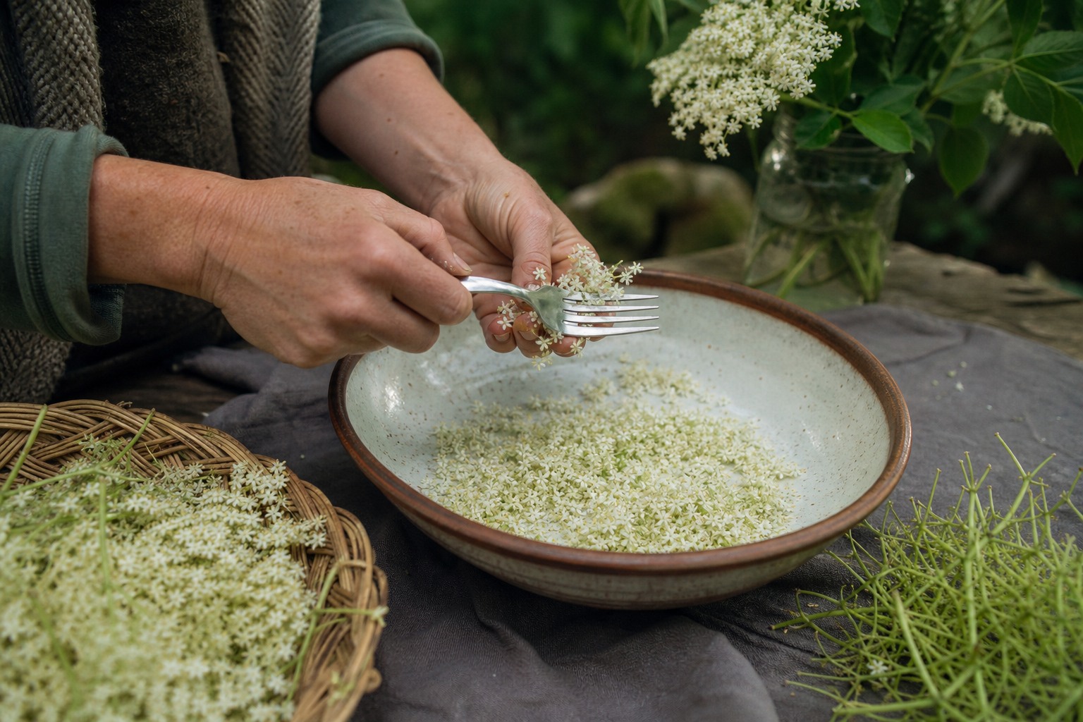 How to Make Elderflower Cordial from Foraged Blossoms — strip flowers