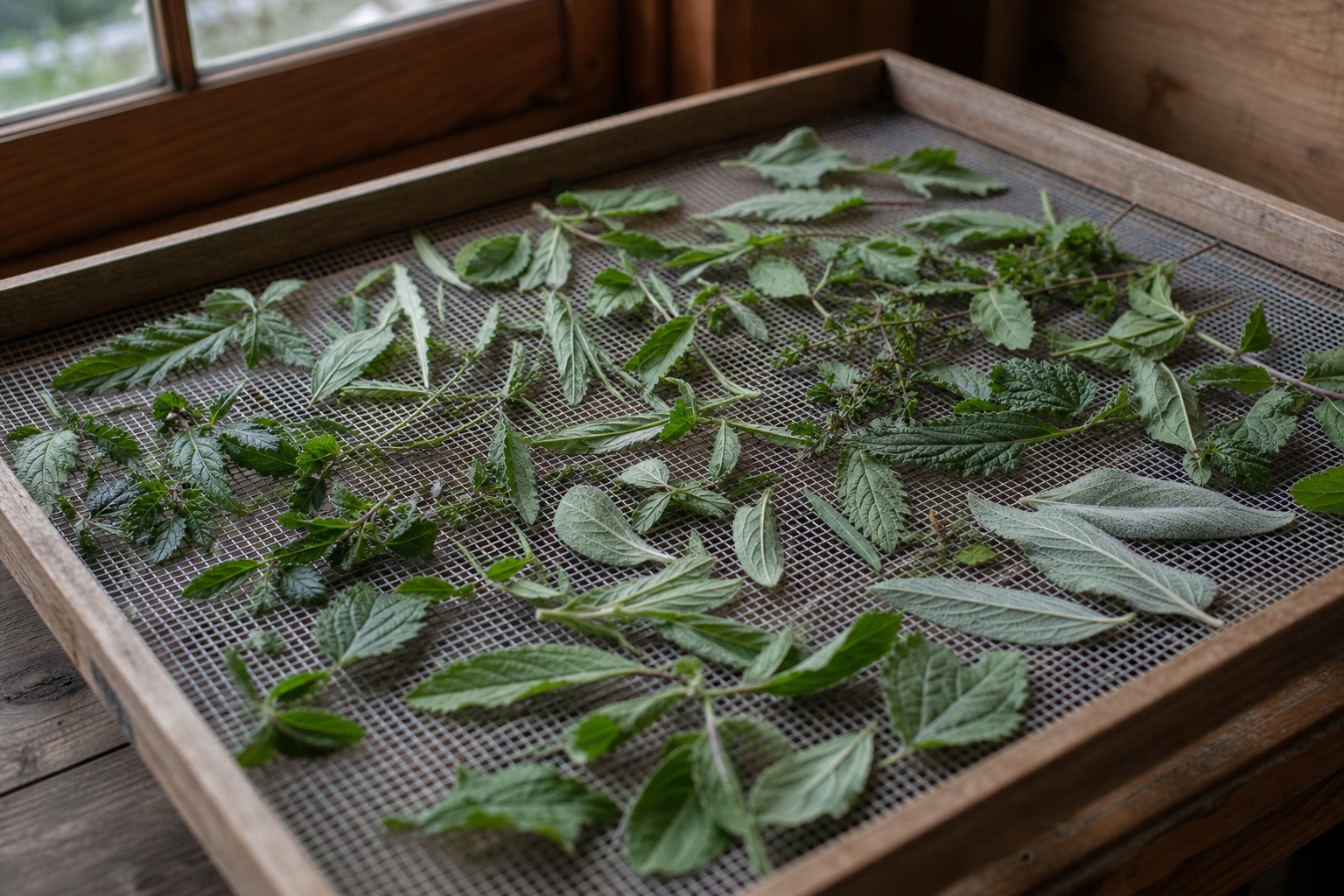 How to Make Herbal Tea from Foraged Plants, Step by Step — drying screen