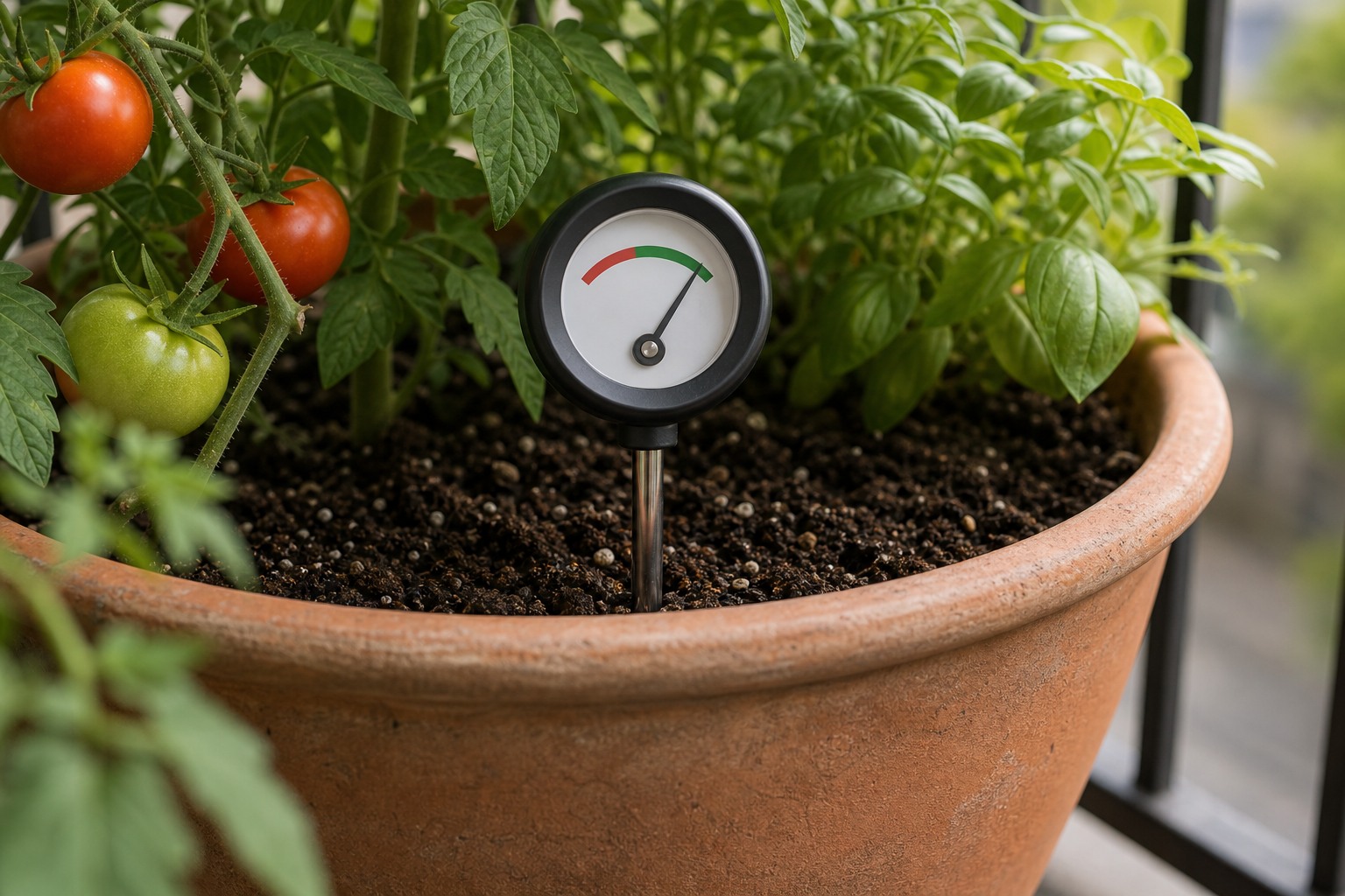 How to Set Up a Vacation Watering System for Your Pots — moisture meter
