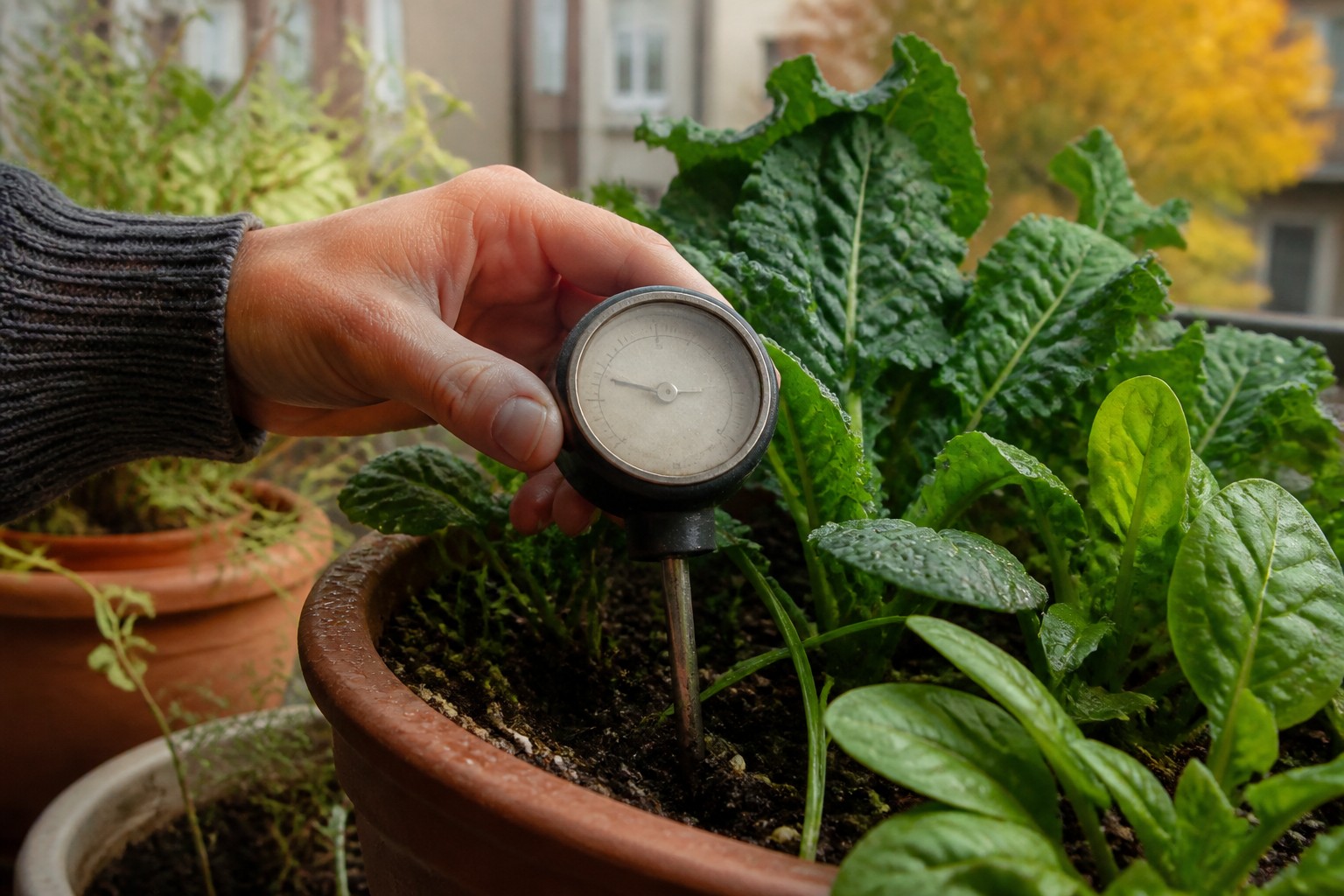 Best Cold-Hardy Vegetables for Fall Containers — moisture meter