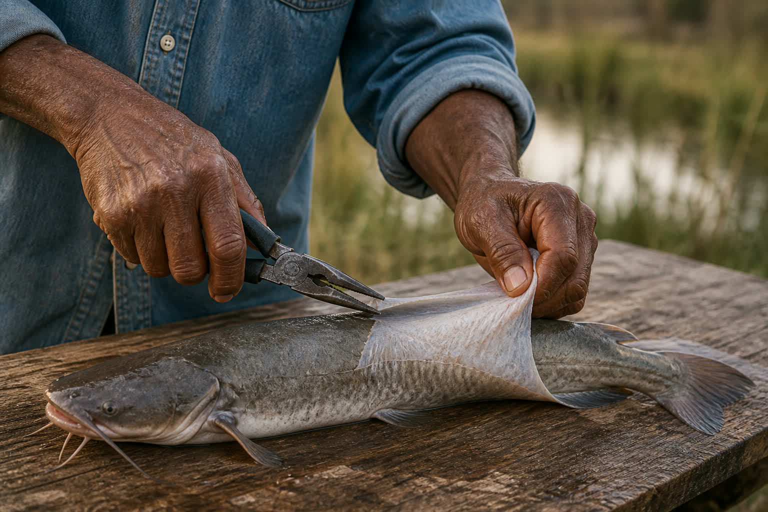 How to Clean a Fish for Beginners (Bream and Catfish) — skinning catfish