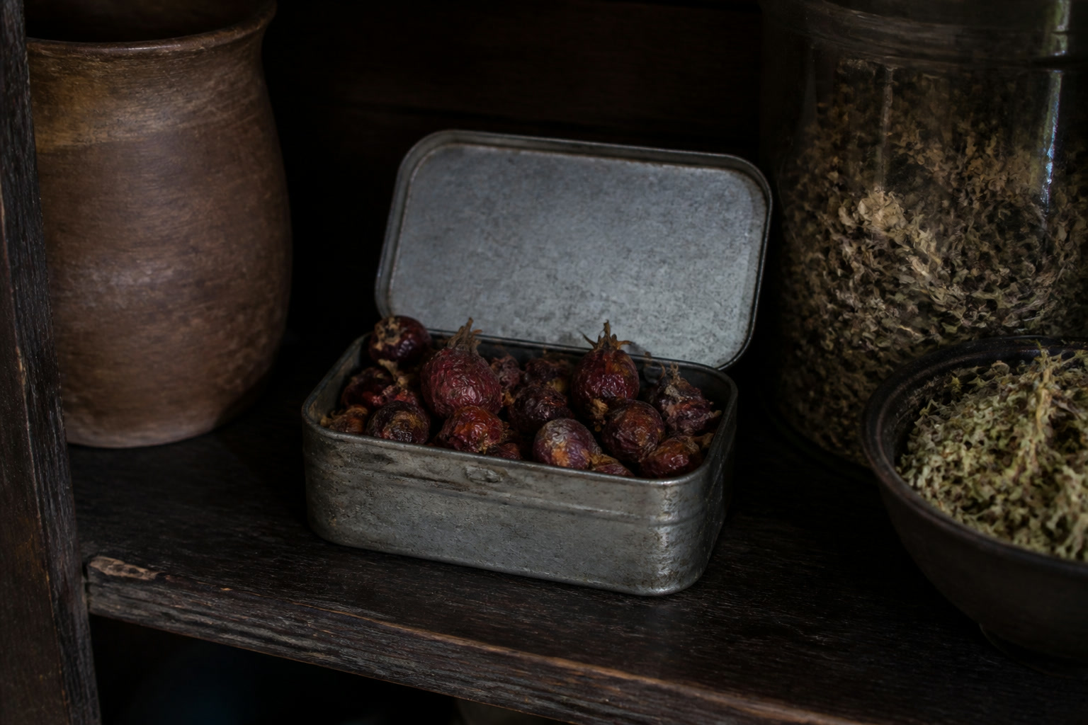 How to Forage Hawthorn Berries and Make Haw Syrup - dried tin