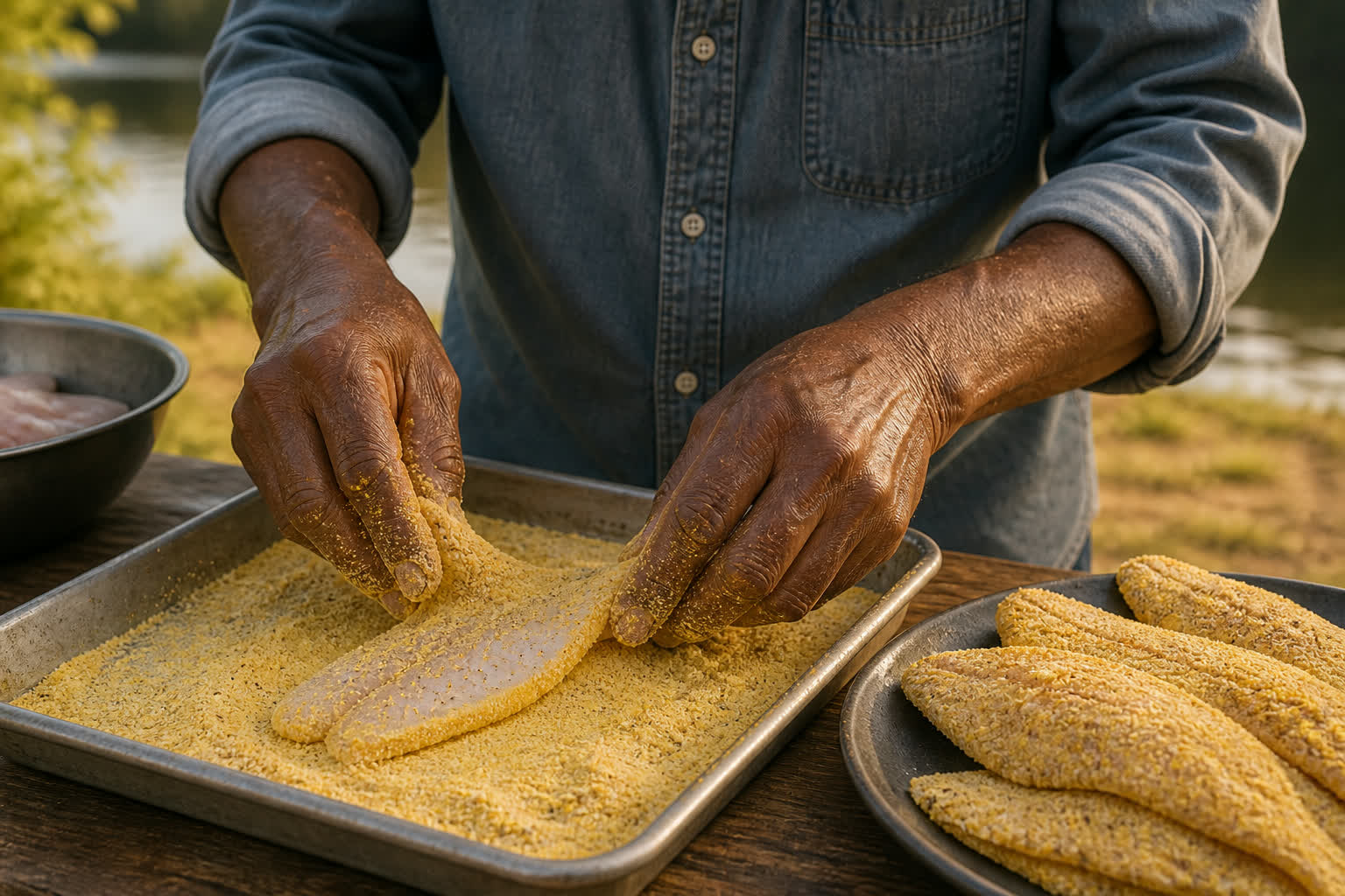 How to Fry Fresh-Caught Fish the Southern Fish-Fry Way — dredge cornmeal