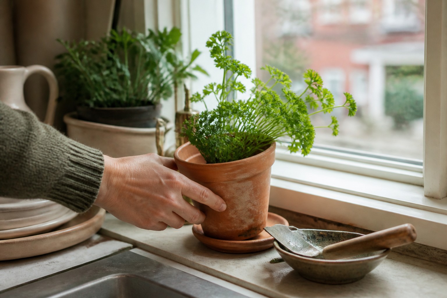 How to Grow Herbs Indoors in Winter on a Windowsill — rotate pot