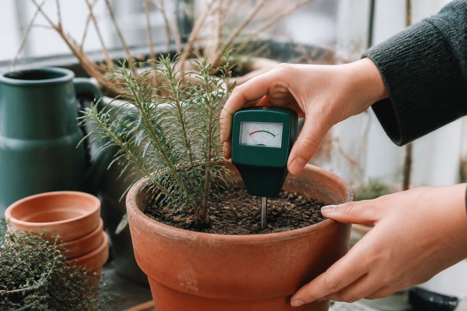 How to Grow Herbs Indoors in Winter on a Windowsill — moisture check