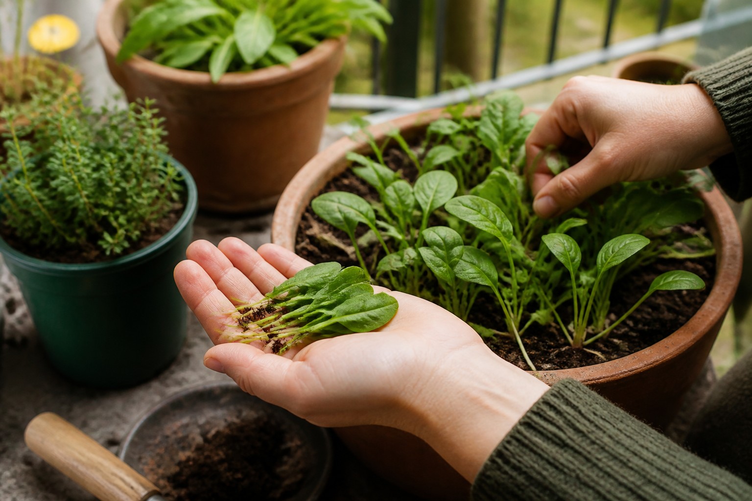 How to Grow Spinach in Containers, Even Without a Yard — thin seedlings
