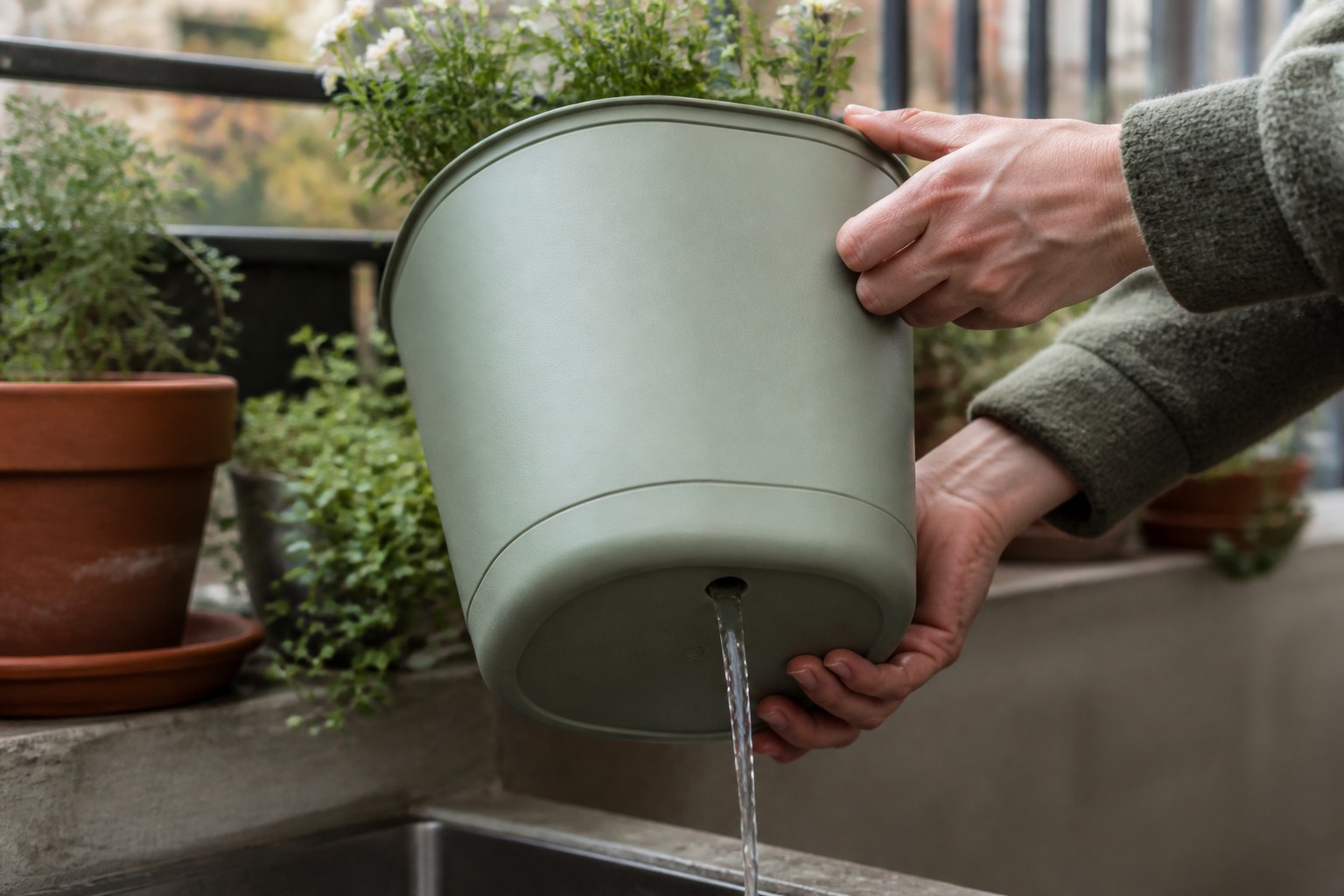 How to Protect Container Plants From Frost — drain reservoir