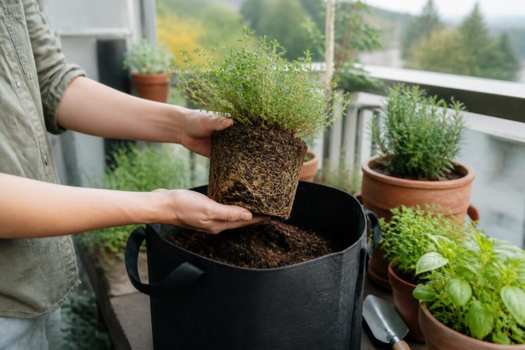 How to Repot a Root-Bound Container Plant on a Balcony