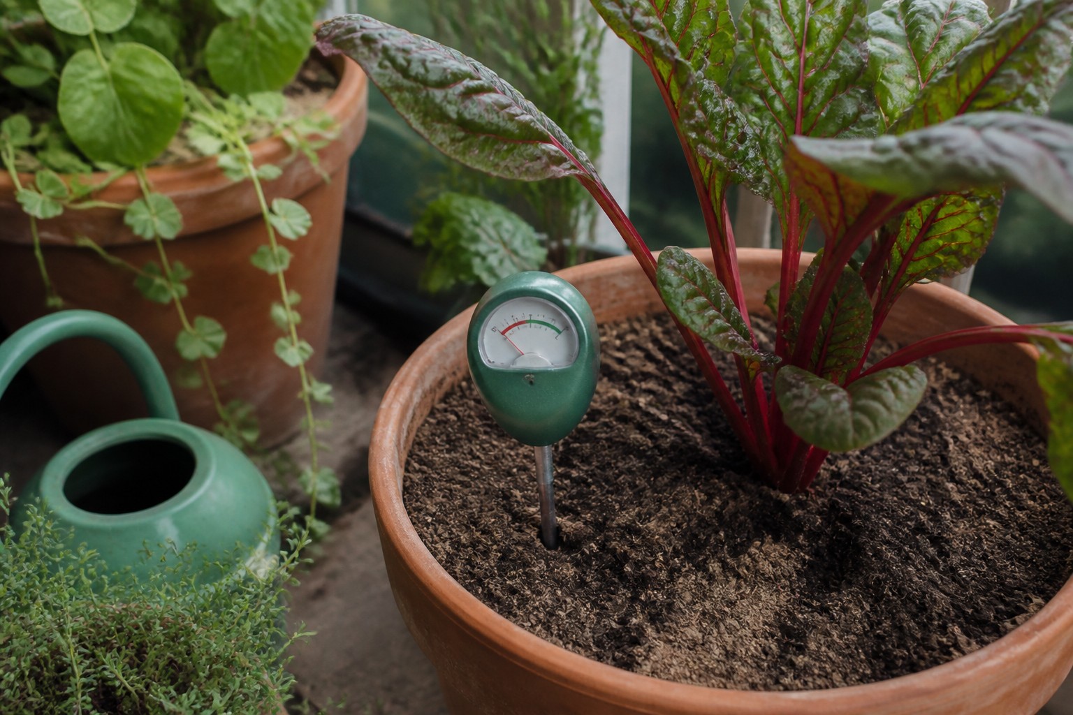 What to Plant in Containers in September for Fall — moisture meter