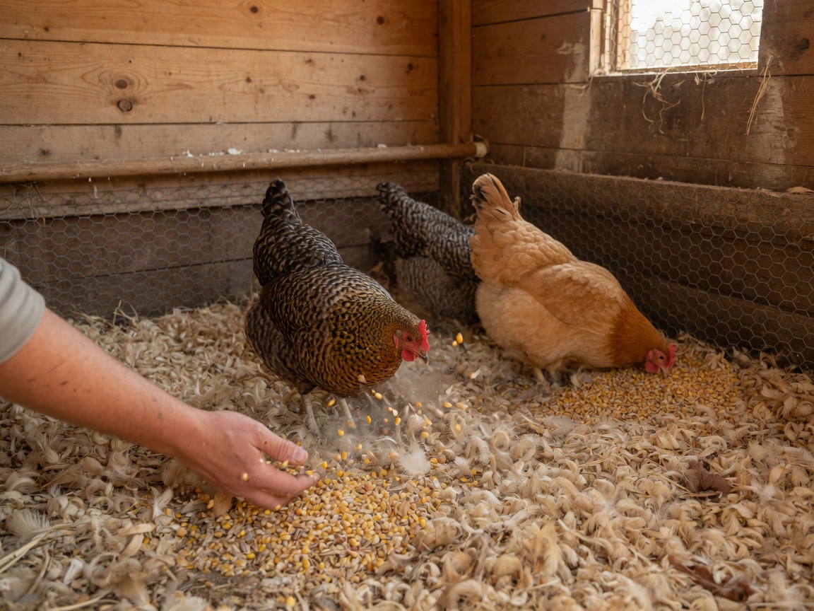 Chicken Boredom Busters for a Long Winter in the Coop — scratch litter