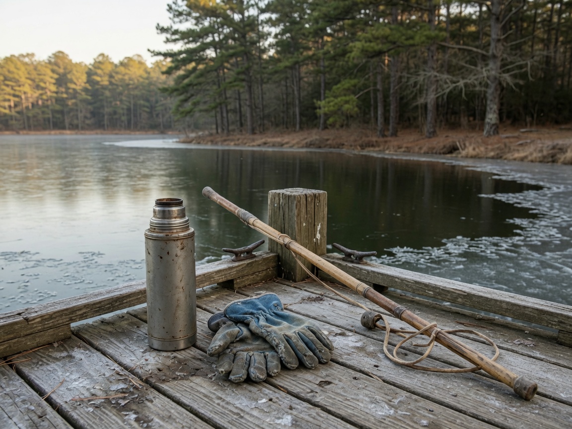 How to Fish a Farm Pond in Winter, Step by Step — thermos gloves