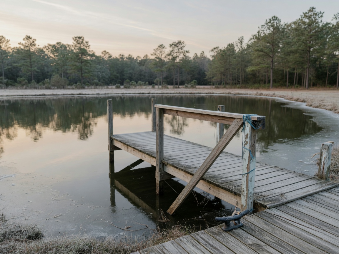 How to Fish a Farm Pond in Winter, Step by Step — empty winter pond