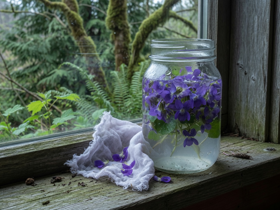 How to Forage and Use Wild Violet, Leaf and Flower — infusing jar