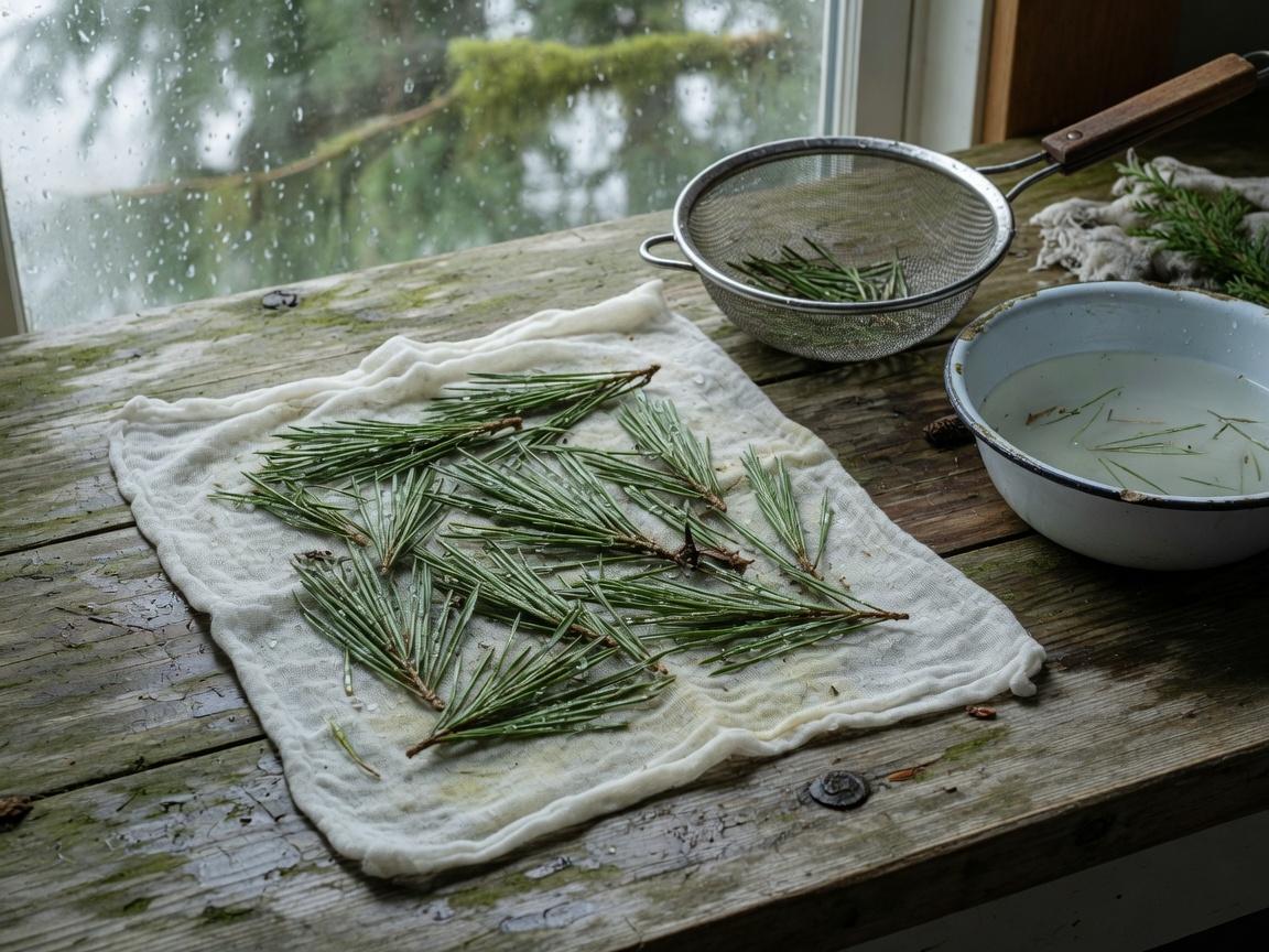 How to Forage and Brew Conifer Needles for Winter Tea — rinse dry