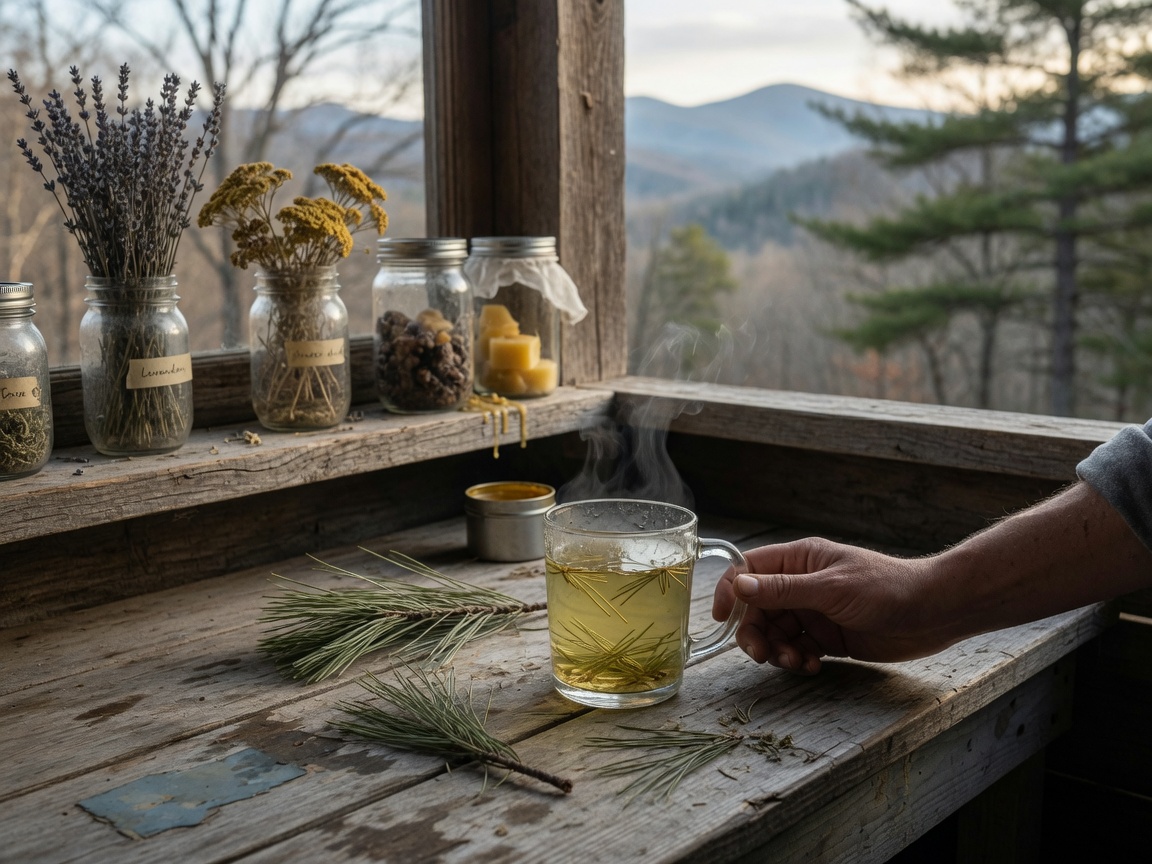 Foraging White Pine Needles for Winter Tea in Appalachia — making the tea