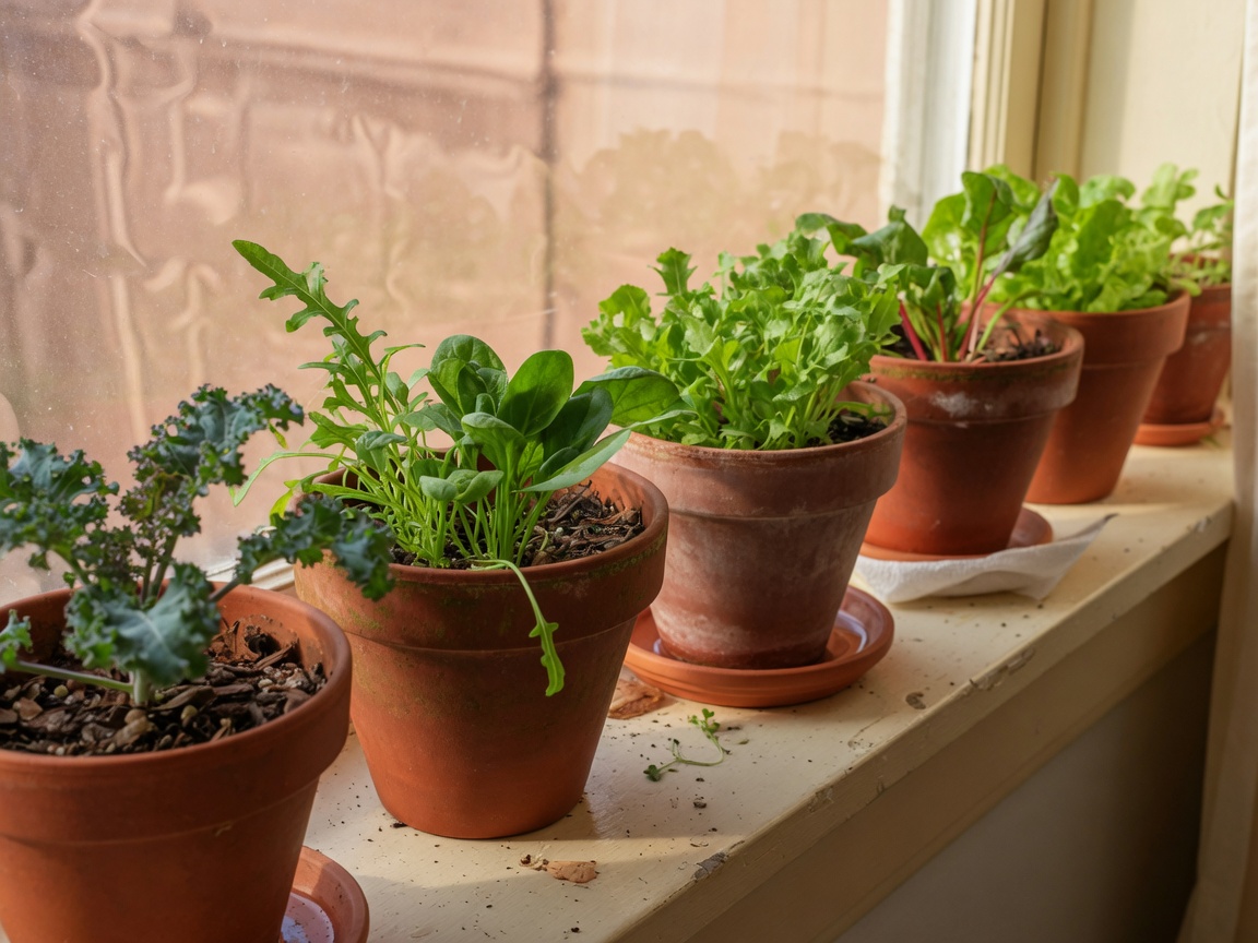 How to Grow Kale in Containers (Even Without a Yard) — windowsill row