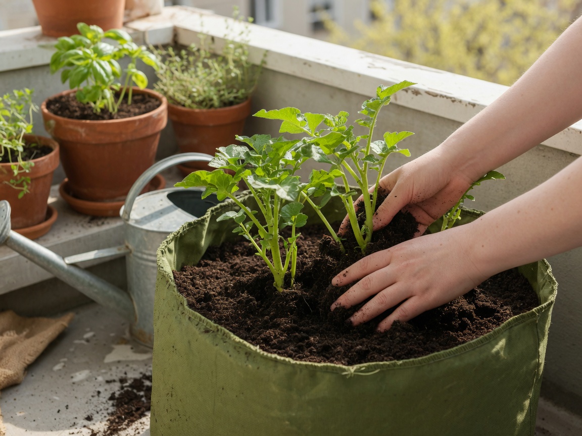 How to Grow Potatoes in Grow Bags on a Balcony — hilling