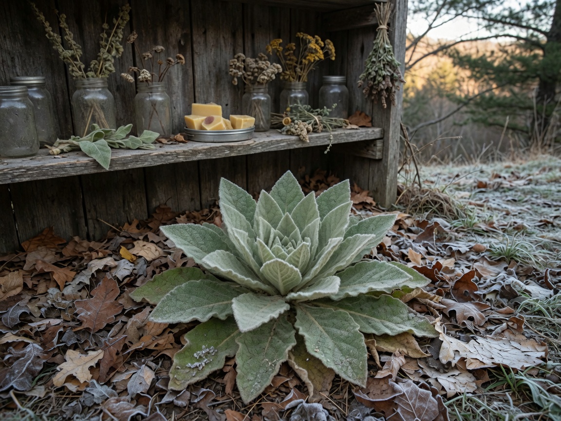 How to Identify Appalachian Medicinal Plants in Winter — mullein rosette