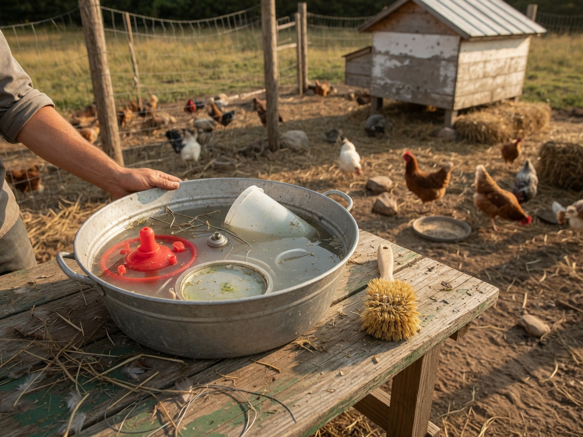 How to Keep Chicken Waterers Clean (Without Scrubbing Daily) — vinegar soak