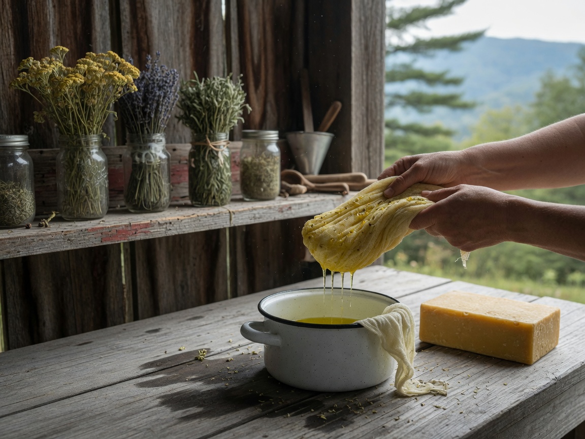 How to Make a Yarrow Salve at Home, the Mountain Way — strain and wax