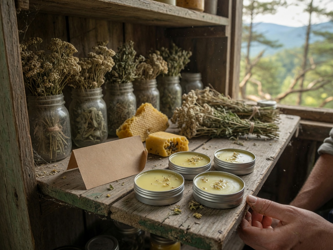 How to Make a Yarrow Salve at Home, the Mountain Way — pour cool label