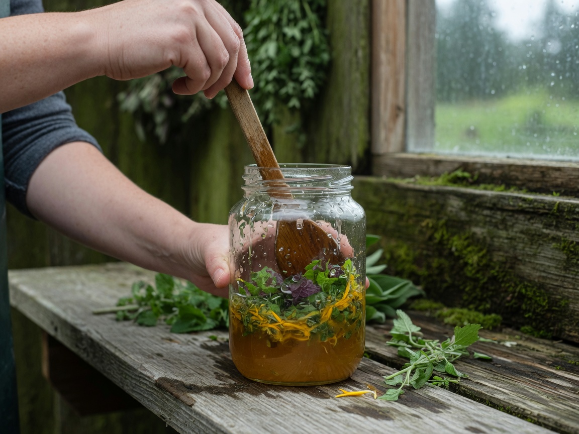 How to Make Herbal Honey: A Simple Beginner's Recipe — stirring hands