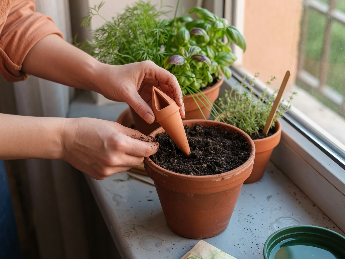 How to Use Terracotta Watering Spikes (So They Actually Work) — inserting spike
