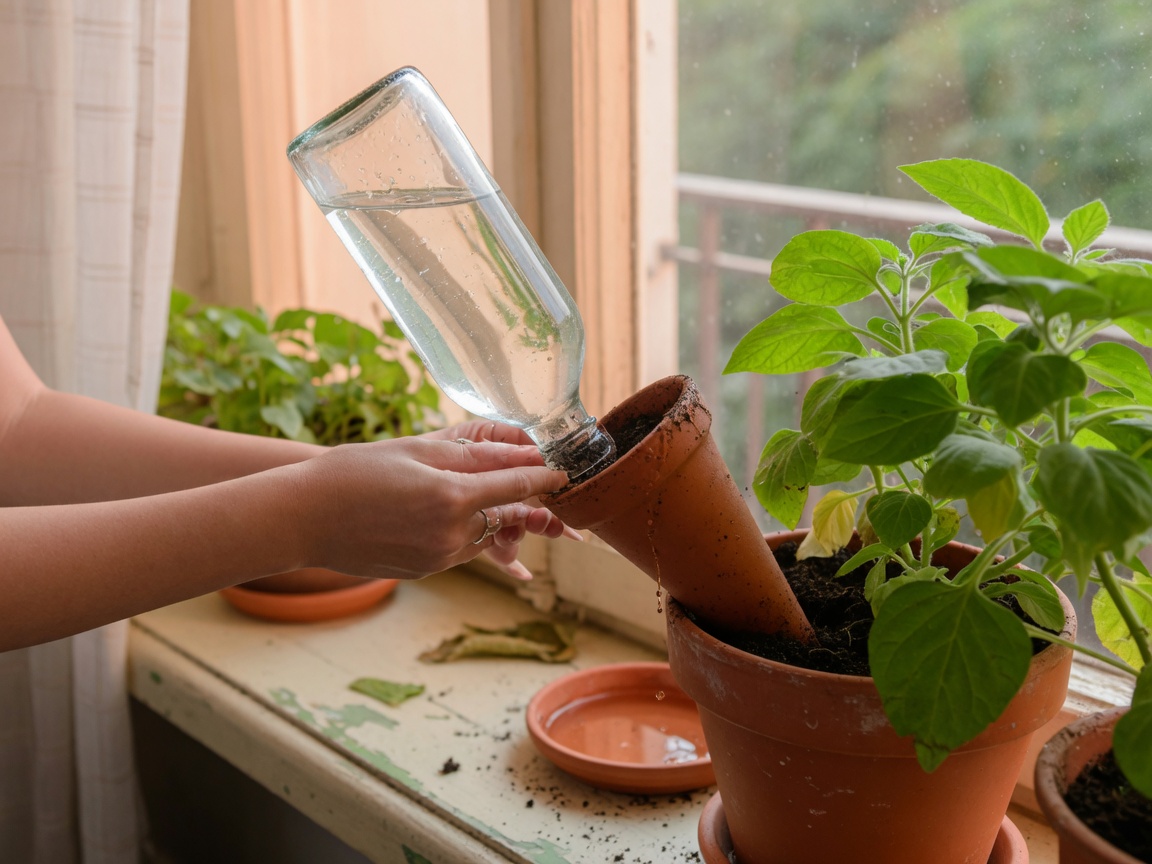 How to Use Terracotta Watering Spikes (So They Actually Work) — bottle inverted