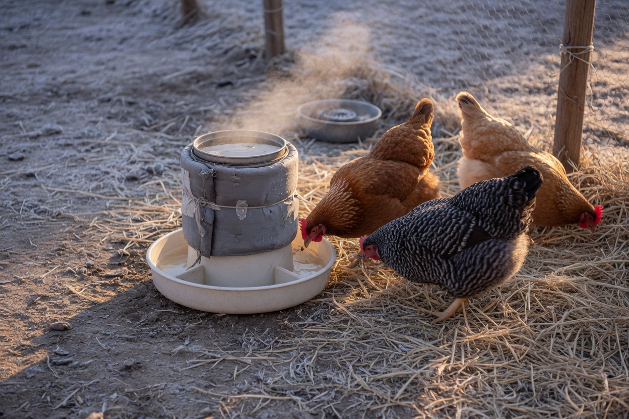 What to Feed Chickens in Winter (and What to Skip) — winter water